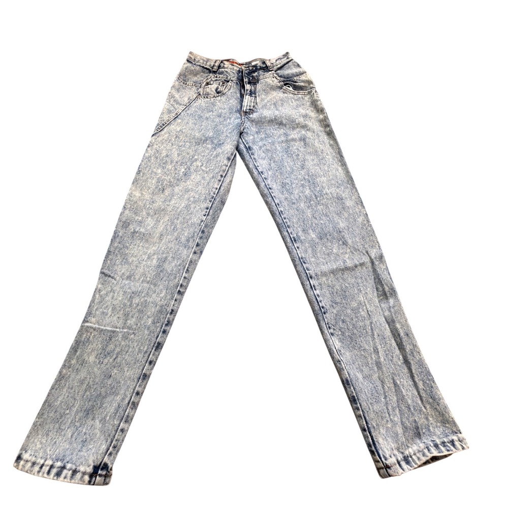 Bonjour Paris Vintage 80s Acid Wash‎ High Waist Tapered  27x30 Made in USA AA02